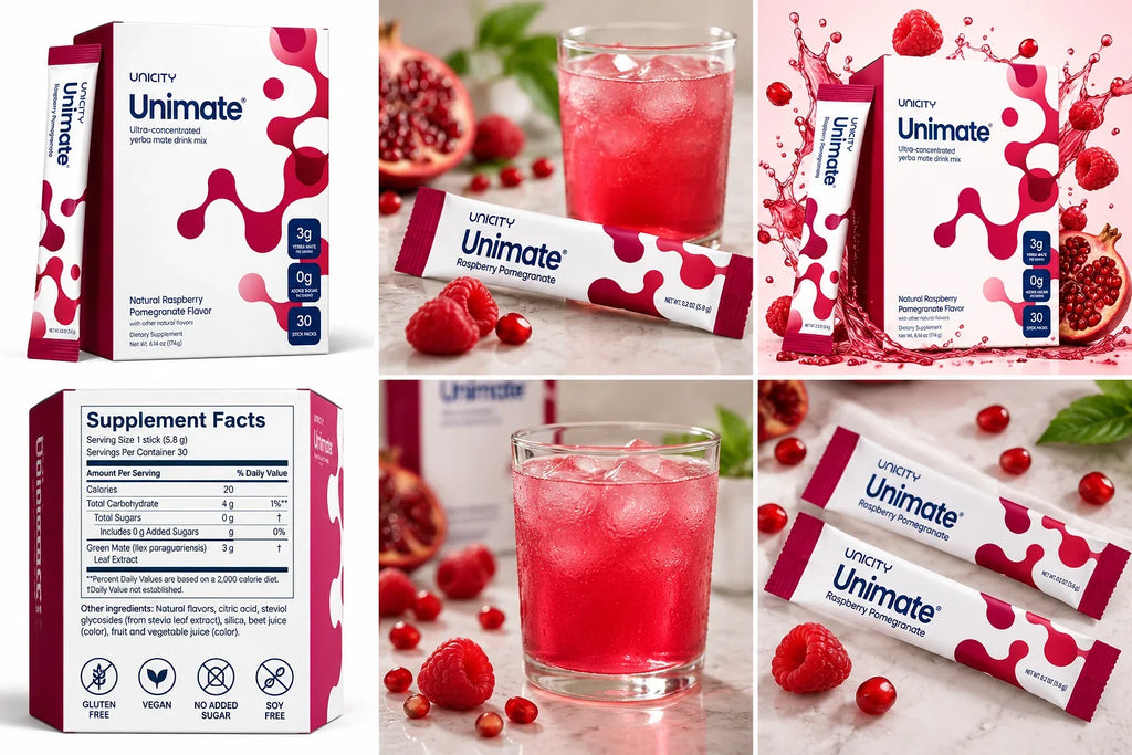 يونيستي يونيميت توت العليق والرمان | 30 ظرف – Unicity Unimate Raspberry Pomegranate