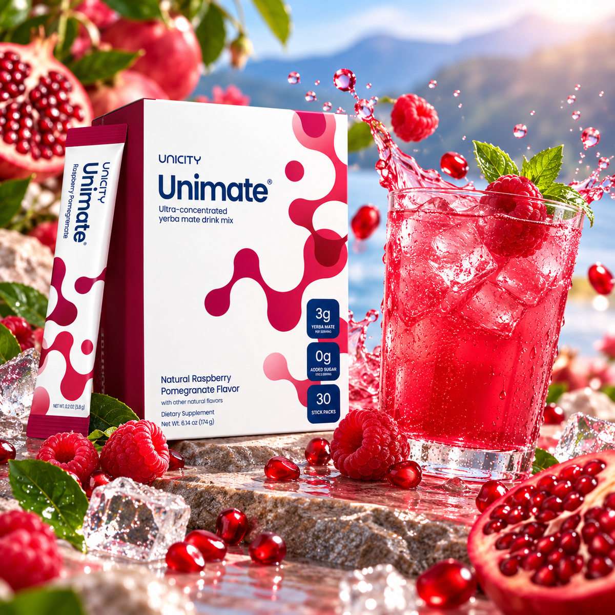 يونيستي يونيميت توت العليق والرمان | 30 ظرف – Unicity Unimate Raspberry Pomegranate