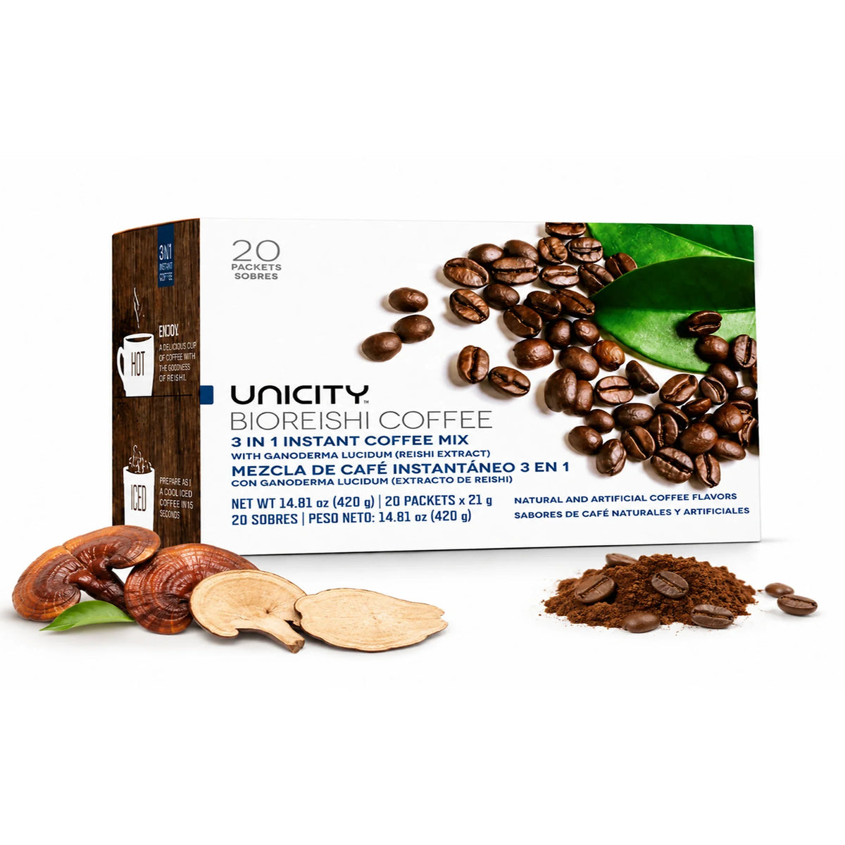قهوة يونيستي بايو ريشي 3 في 1 | 20 ظرف – Unicity BioReishi Coffee
