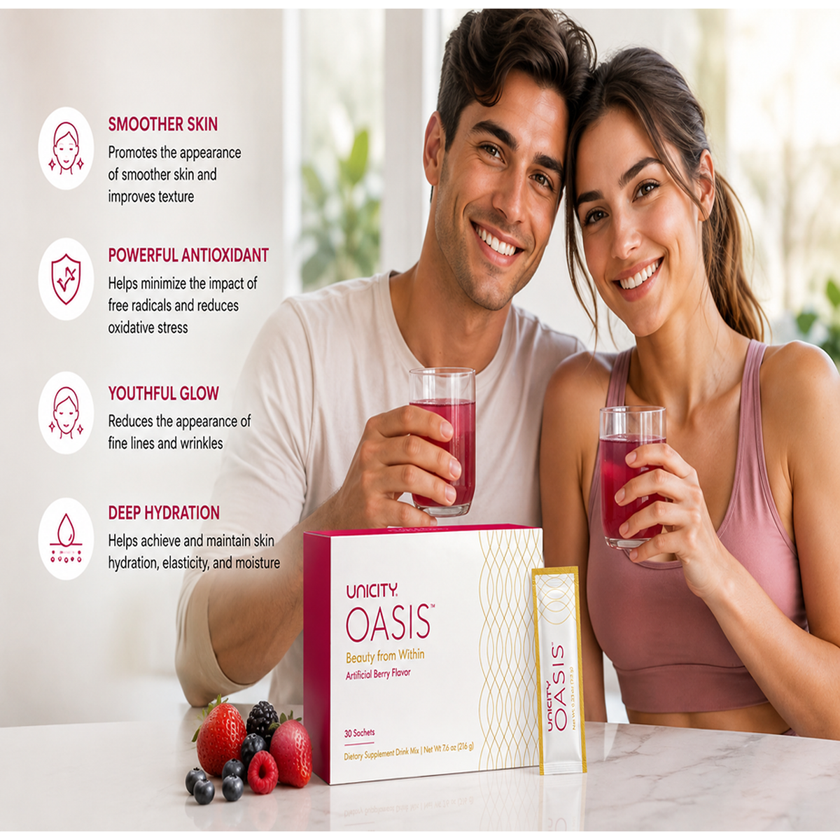 يونيستي أواسيس | 30 ظرف – نكهة التوت | Unicity Oasis