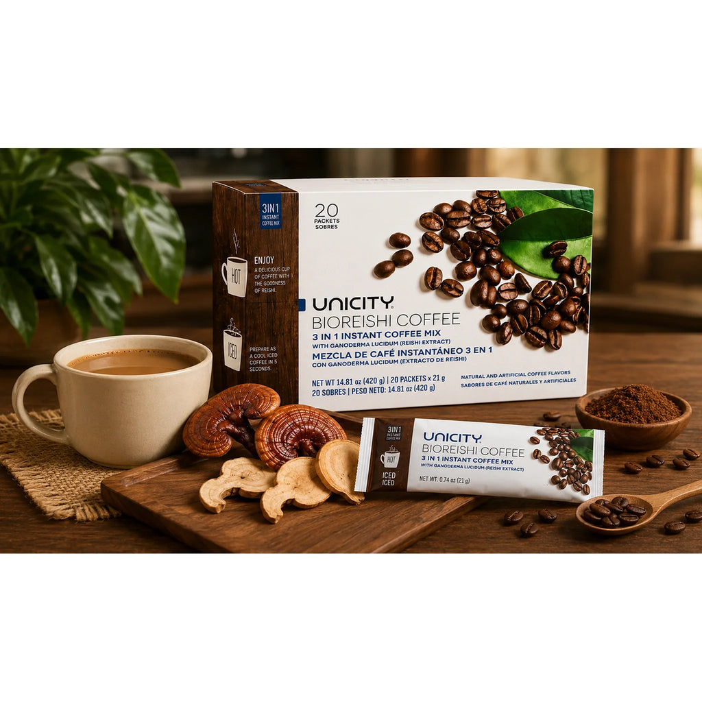قهوة يونيستي بايو ريشي 3 في 1 | 20 ظرف – Unicity BioReishi Coffee